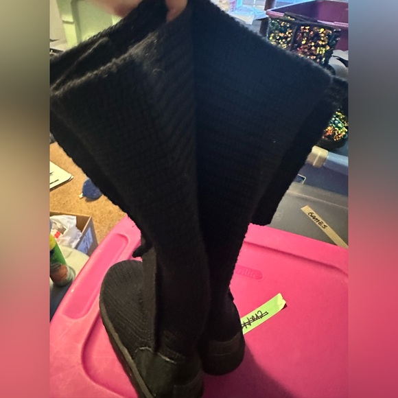 UGG tall sweater 8 Black Knit Button Boots - Picture 7 of 10